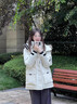 林羽森宽松派克服工装羽绒棉服女2025冬季新款大毛领中长款加厚棉衣外套 米白色 M 推荐85-110斤 实拍图