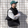 帛米图 棉马甲男保暖背心 秋冬季情侣款休闲运动马甲男士无袖工装坎肩日系韩版青少年学生校服百搭外套潮 黑色 XL 实拍图