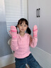 牧萌儿童手套男童女童秋冬季翻盖手套保暖小学生半指写字可爱毛线手套 粉色兔子【半指-翻盖两用】 2-9岁宝宝【高弹力】 实拍图