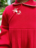 巴拉巴拉童装女童新中式针织连衣裙2025款春装红色百褶公主拜年服裙子纯棉 中国红60611 100 实拍图