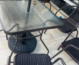 金榈园户外桌椅套装铁艺咖啡室外藤编桌椅伞花园露天桌椅五件套阳台休闲藤椅家具组合阳台庭院茶几藤椅 80cm方桌+4波尔多椅+中柱伞+伞底座 实拍图