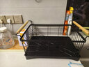 帅仕厨房碗碟置物架304不锈钢碗架沥水架碗碟收纳架碗篮筷子筒台面 【黑带橡木把手】带筷子筒 实拍图