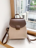 viney牛皮双肩包女时尚小背包旅行大容量通勤轻便大学生旅游书包休闲 【白配咖】送老婆女朋友高级感实用 实拍图