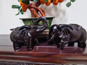 刻木东方木雕大象摆件实木工艺品 红木吉祥对象开业礼品 大号木质大象一对 A黑檀木 长38-宽16-高24厘米 一对 实拍图