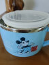 迪士尼（Disney）儿童碗不锈钢餐具隔热宝宝家用可爱卡通小学生孩子吃饭双耳汤碗 米奇蓝色带盖子550毫升 实拍图
