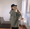 棉致美式复古慵懒风连帽开衫卫衣短外套女春秋冬季新款加绒宽松显瘦 灰绿色【030常规高品质28.5】 L 110-125斤 实拍图