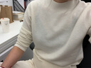 恒源祥圆领针织衫女纯羊毛衫秋冬纯色套头保暖简约内搭上衣打底女装毛衣 珍珠白 S /160/84A 实拍图