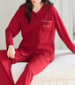 都市丽人女士睡衣女本命年套装结婚纯棉舒适透气长袖长裤家居服大红色M 实拍图