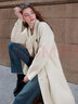 三彩女装2023冬季新款西装领毛呢大衣阿尔巴卡双面呢外套宽松 奶白 170/92A/XL 实拍图