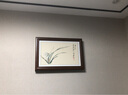 木品缘电表箱装饰画免打孔新中式实木挂画液压上翻配电箱遮挡画可定制 C款-兰花（横版） 60*40cm柚木色【可遮50*30电箱】 实拍图