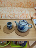 述意 陶瓷大茶壶手绘复古青花粗陶提梁壶餐厅泡茶壶家用开水凉水壶 手柄壶芦苇1升(有滤网) 实拍图