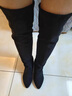 富贵鸟过膝靴女2024秋冬新款弹力高筒靴磨砂长筒靴保暖高筒妈妈女靴子 黑色金属扣FN02141223 37 实拍图