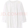 尚都比拉时尚洋气圆领七分袖雪纺衫女秋高级少女感气质通勤上衣 白色 L 实拍图