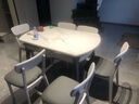 全友家居岩板餐桌小户型客厅家用可伸缩折叠实木腿吃饭圆桌椅子组合 岩板|功能餐桌+烟云软包餐椅*6 实拍图