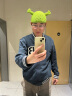 蒂潤石可爱保暖针织套头冷帽创意搞怪绿色痞幼帽怪物史莱克卡通帽子女冬 绿帽 均码（大小有要求的联系客服） 实拍图