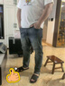 HIPANDA高端牛仔裤男士加绒保暖休闲弹力修身小直筒九分牛仔裤子2025新款 古月蓝【长裤】 31 【建议135-145斤】 实拍图