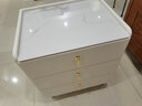 恍悟 北欧岩板床头柜轻奢简约现代皮质软包卧室床边柜家用储物柜 三抽米白-金配件+岩板（60高） 【实木款】50x40x0cm 实拍图
