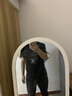 阿诺顿【纯棉四件】短袖t恤男士半截袖衫衣服男装夏季圆领宽松青年大码 格黑+K灰+S灰+R黑 XL 建议135-150斤 实拍图