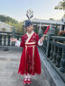 安妮优儿女童汉服冬款拜年服女宝中国风2025新款古装过年冬季儿童新年唐装 红色披风 140 实拍图