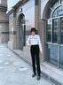 娅丽达加绒休闲直筒裤女烟管西裤2023秋冬新款高腰休闲黑色西装裤 黑色(A1)小个子款 28码(2尺1) 实拍图