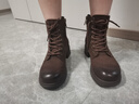 百丽（Belle）羊皮户外时尚马丁靴女商场同款舒适短靴3NW40DD5预售 棕色-单里 38 (240mm) 实拍图