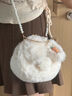 沐霓毛绒绒包包女春秋百搭2025新款小众设计链条斜挎包手提毛毛小圆包 兔叽毛毛包【 米白20*5*20】 实拍图