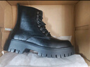 井迈【牛皮】马丁靴男中帮英伦秋冬款增高黑色高帮皮鞋机车工装短靴子 黑色中帮拉链【加绒款】 42 码（=运动鞋43） 实拍图