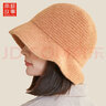 南极故事100%纯羊毛帽子女秋冬季新款百搭渔夫帽日系针织毛线帽水桶帽盆帽 驼色 均码 可调节（100%纯羊毛） 实拍图