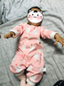 婧麒（JOYNCLEON）【带口水巾】婴儿衣服春秋款新生儿长袖哈衣纯棉连体衣 开衫爱心兔 73cm 实拍图