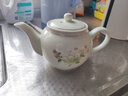 连山阁 陶瓷泡茶壶带过滤网内胆大容量家用泡茶器大号功夫茶具单壶冲茶器杯子套装 升级玉兰花茶壶陶瓷650ml（一壶二杯 实拍图