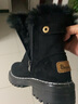 回力女靴加绒雪地靴女士休闲2026春季新款百搭加厚保暖棉鞋女高帮粗跟 黑色 36 实拍图