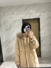 林羽森冬季牛角扣加厚长款棉服女冬长过膝超厚韩版宽松棉衣棉袄冬装外套 卡其色 S 100-115斤 实拍图
