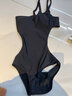 微光里2025夏季新款泡温泉泳衣女夏季显瘦泡温泉黑色连体比基尼纯欲风 单肩露背连体泳衣(建议80-120) 实拍图