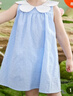 ASK JUNIOR女童背心裙夏装薄款小童花瓣领格子休闲无袖连衣裙 蓝色 130  实拍图