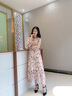 佰蓝娇2025春秋季女装新款杭州高级感洋气质法式碎花连衣裙雪纺仙女裙子 粉底小碎花 L 实拍图