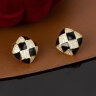 KASIYU2024新款潮黑白格耳钉复古港风方形镶钻耳环时尚高级感耳饰女 几何耳环 实拍图