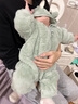 papa爬爬秋冬新款男女宝宝动物造型爬服抱抱绒连体衣婴儿保暖哈衣 绿色 80cm 实拍图