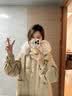林羽森冬季牛角扣加厚长款棉服女冬长过膝超厚韩版宽松棉衣棉袄冬装外套 卡其色 S 100-115斤 实拍图