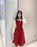唐菓蜜针织连衣裙女2025秋冬新款女装韩版时尚百搭收腰显瘦新年红色裙子 红色 M 实拍图