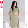 芬腾睡裙女夏纯棉短袖圆领可爱睡衣薄款大码全棉家居服连衣裙短裙 X98423765草绿 2XL 建议:145-160斤 实拍图