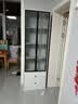 MOLIKOA轻奢全实木书柜带玻璃门落地靠墙储物柜子客厅展示柜一体整墙书架 白色60长 实木包安装加深40cm厚背板 实拍图