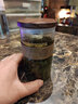 容山堂 木套玻璃绿茶杯 过滤泡茶带盖办公杯茶水分离家用水杯茶具 锤目纹木套玻璃月牙泡茶杯-大号 实拍图