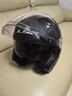 LS2半盔摩托车双镜片头盔四季男女四分之三电动车3C大码夏季OF603 哑黑 2XL(建议59-60CM) 实拍图