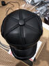 欧珊保暖冬季真皮平顶帽男中老年雷锋帽护耳鸭舌帽加厚棉帽羊皮棒球帽 头层羊皮-黑色 XL(中头围57-58cm） 实拍图