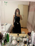UR【钟楚曦同款】女装新复古回潮风腰带设计感连衣裙UWJ740011 正黑 XS 实拍图