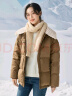 茵曼冬女装新款休闲羊羔毛翻领落肩时尚宽松鸭绒九江羽绒服轻暖外套 咖啡色 L 实拍图