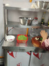 不锈钢拉门工作台操作台厨房储物柜商用打荷台面案板饭店切菜桌子 组装款长80宽50高80cm单通+立架 实拍图