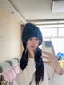 赫僮冬季保暖帽子加厚双层护耳防寒帽子女慵懒风加绒护脸针织帽MZ-52F 黑色 均码 实拍图