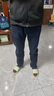Prato Lee男士冬季牛仔裤男宽松直筒裤男弹力裤子男加厚保暖男裤加绒裤男款 9132蓝黑色 加绒 32 实拍图