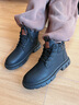 海澜之家马丁靴子男鞋秋冬季新款复古中高帮工装靴加绒保暖英伦风短筒皮靴 黑色 41 实拍图